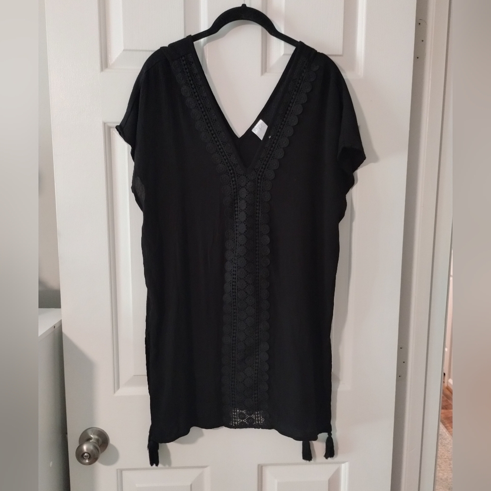 Kona Sol Black Beach Cover Up Pool Swim - Picture 1 of 7